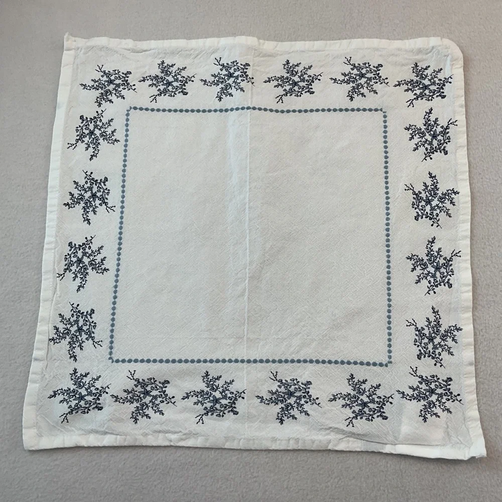 My Texas House Blue Floral White Cotton Napkins Set of 10 Square